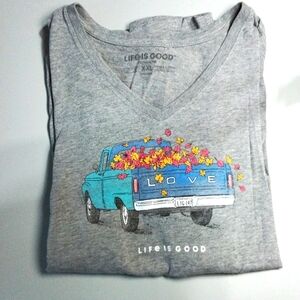 Life is Good crusher tee xxl v neck Grey long sleeve